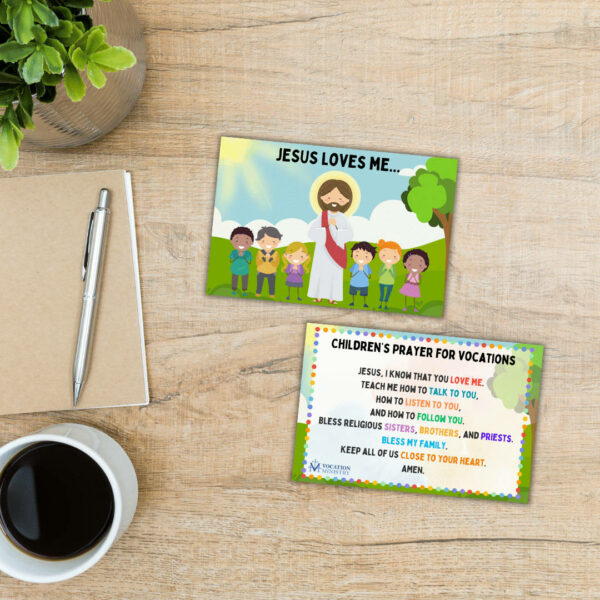 Prayer Card- Jesus Loves Me-Children's Prayer for Vocations (Pack of 50) - Image 2
