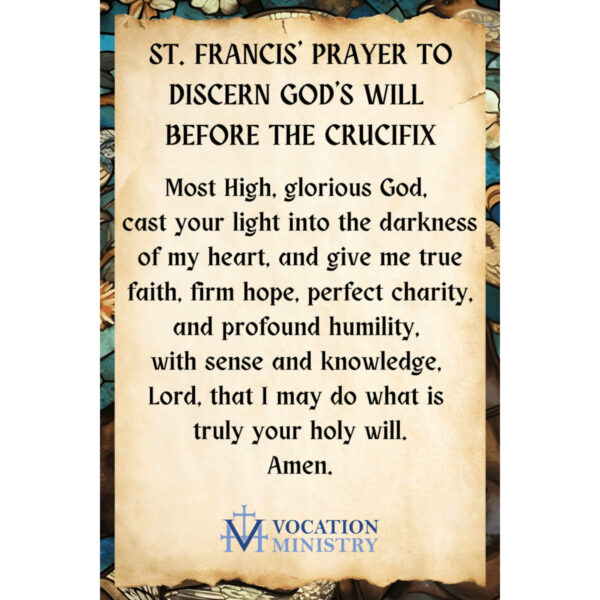 Prayer Card- Saint Francis Prayer to Discern God's Will Before the Crucifix (Pack of 50) - Imagen 4