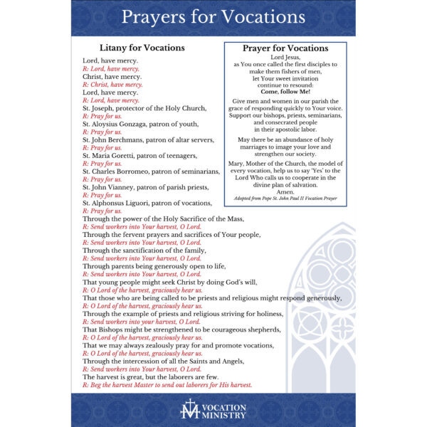 Prayer for Vocations Pew Card -Bilingual (Pack of 50) - Image 2