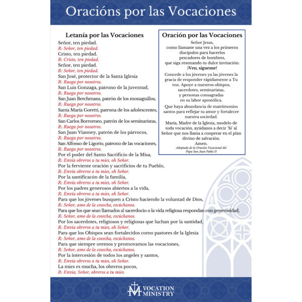 Prayer for Vocations Pew Card -Bilingual (Pack of 50) - Image 3