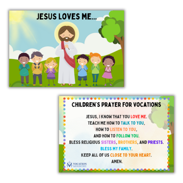 Prayer Card- Jesus Loves Me-Children's Prayer for Vocations (Pack of 50)