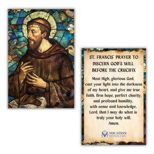 Prayer Card- Saint Francis Prayer to Discern God's Will Before the Crucifix (Pack of 50)