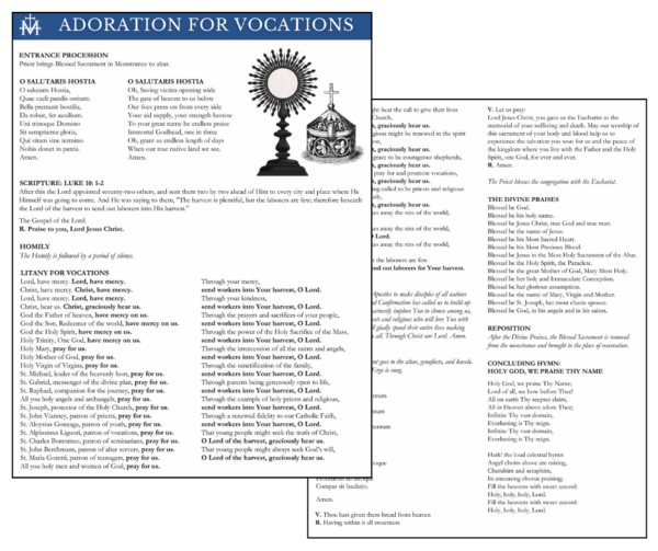 Adoration for Vocations Worship Aid